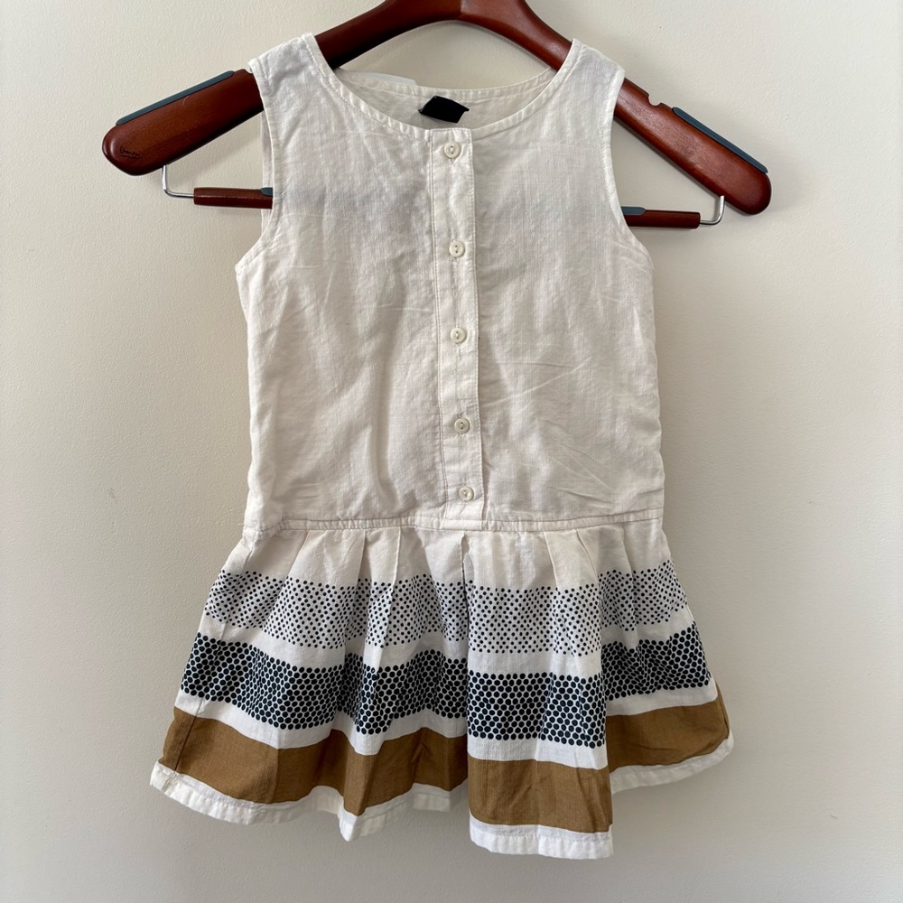 Gap Kids Linen Cotton Dress XS (4–5) Neutral Cottagecore